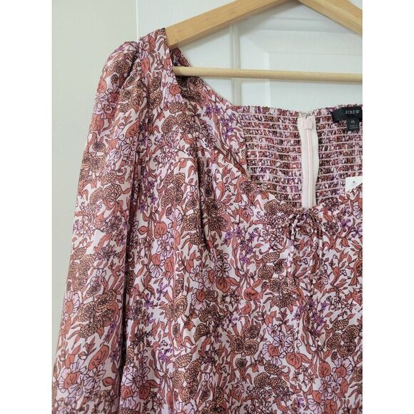J crew Sweetheart long-sleeve midi dress in fete floral Sz 16 NWT $268 - Picture 6 of 12
